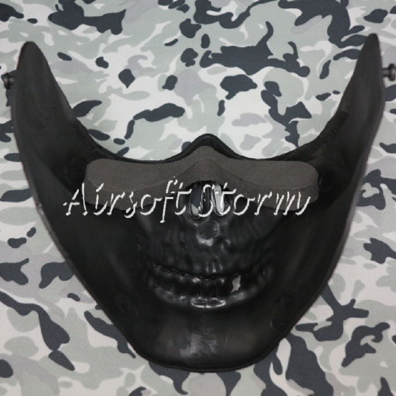 Airsoft SWAT Tactical Gear Seal Skull Skeleton Half Face Protector Mask Silver Black - Click Image to Close