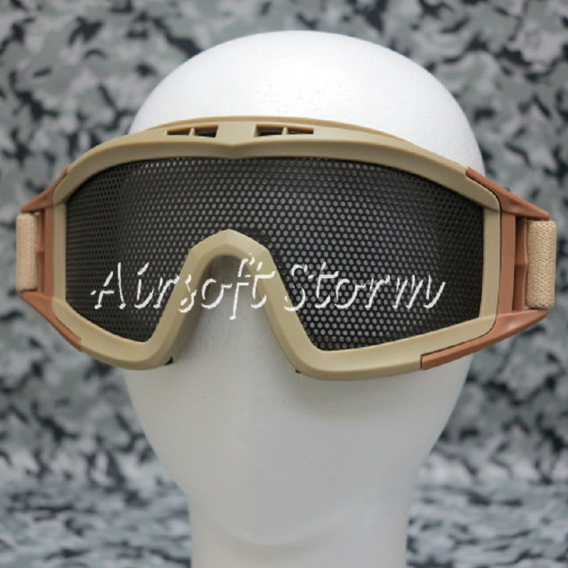 Airsoft Tactical No Fog Metal Mesh DL Style Goggle Desert Tan - Click Image to Close