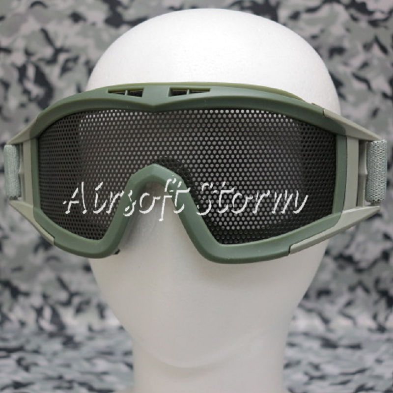 Airsoft Tactical No Fog Metal Mesh DL Style Goggle Olive Drab OD - Click Image to Close