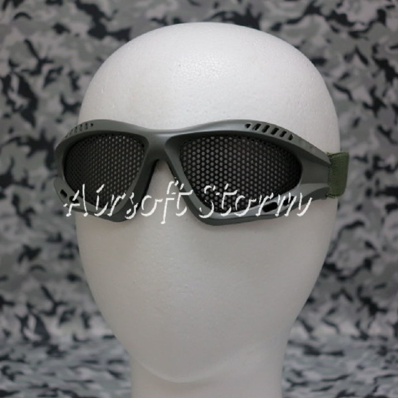 Airsoft Tactical No Fog Metal Mesh Goggle Glasses Olive Drab OD