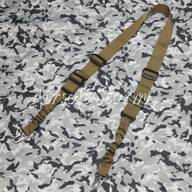 Airsoft SWAT Tactical Gear 2-Point Bungee Tactical Rifle Sling Coyote Brown - Click Image to Close