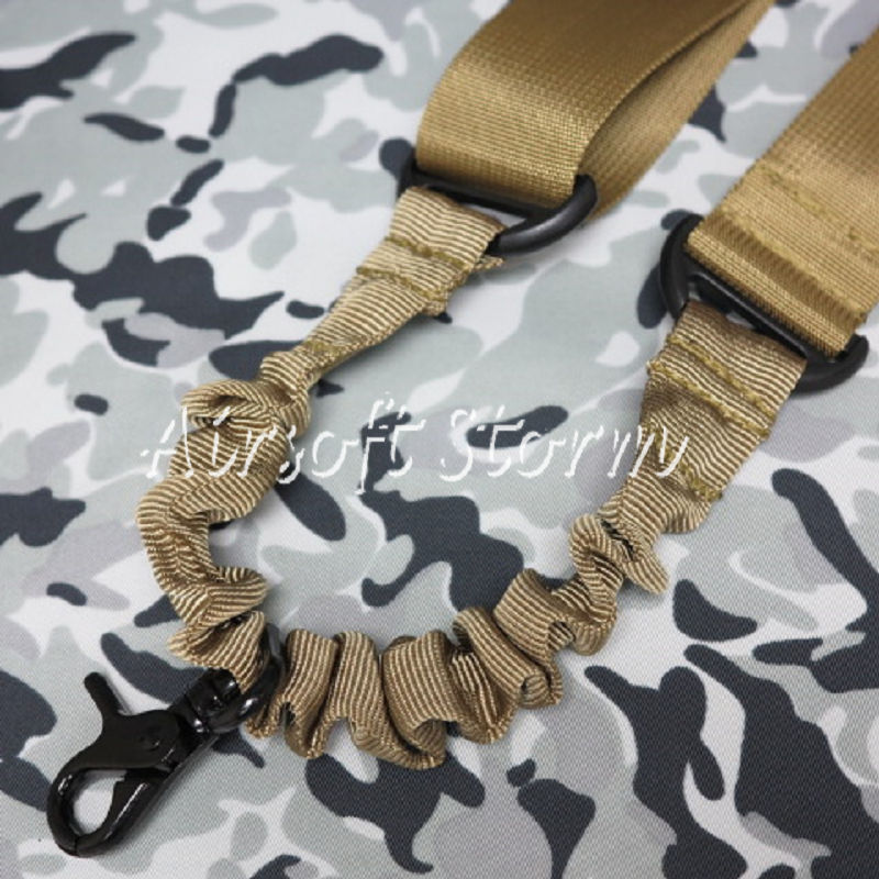 Airsoft SWAT Tactical Gear Elastic Bungee Snap Hook CQB Rifle Sling Coyote Brown