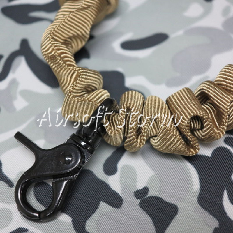 Airsoft SWAT Tactical Gear Elastic Bungee Snap Hook CQB Rifle Sling Coyote Brown