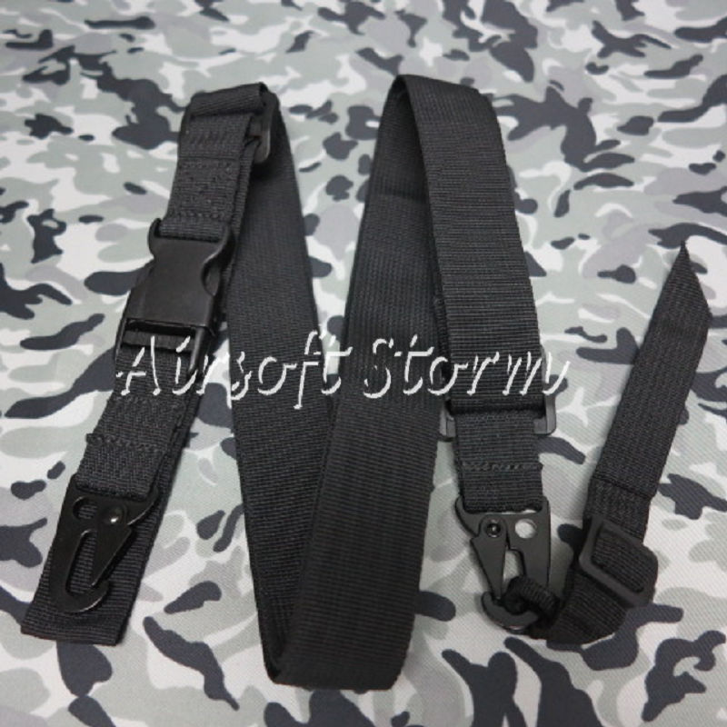 Airsoft SWAT Tactical Gear Universal 3-Point QD Tactical Rifle Sling Black - Click Image to Close