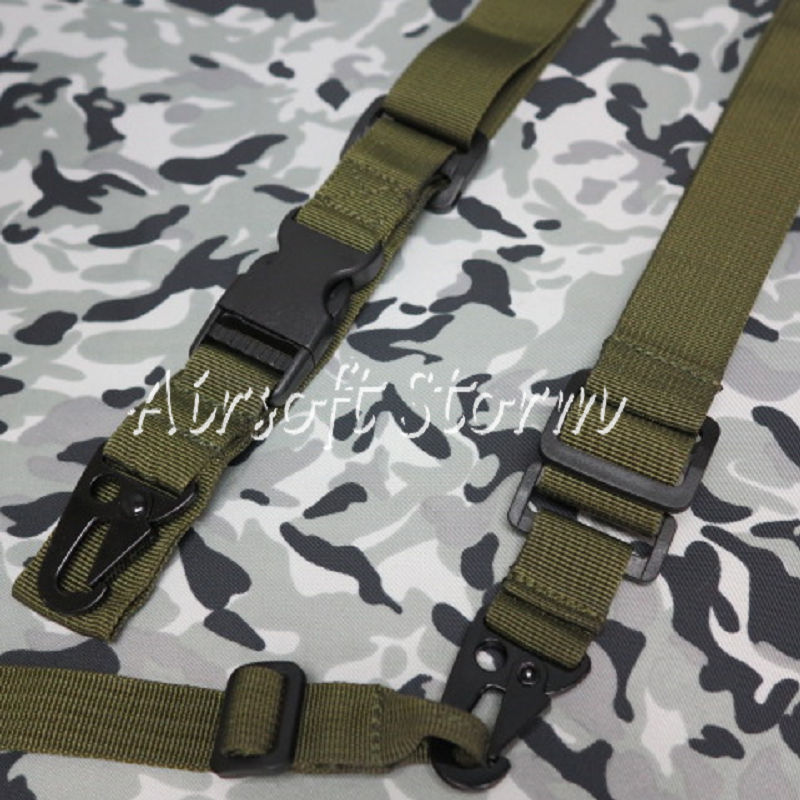 Airsoft SWAT Tactical Gear Universal 3-Point QD Tactical Rifle Sling Olive Drab OD - Click Image to Close