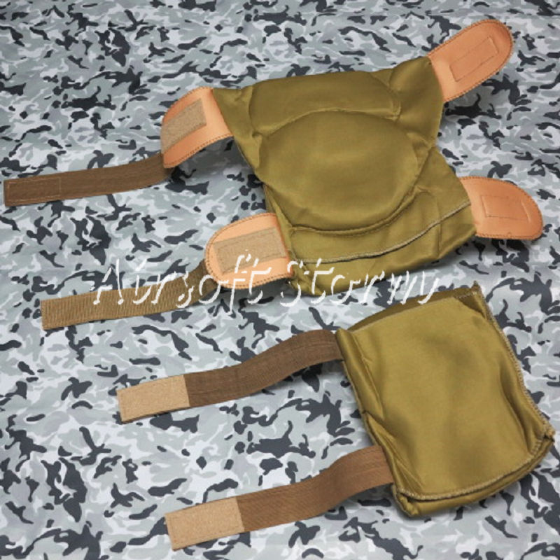 Airsoft Paintball SWAT Tactical Gear Special Force Knee & Elbow Pads Coyote Brown - Click Image to Close