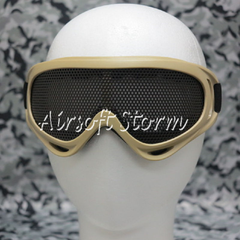 Airsoft SWAT Tactical X400 No Fog Metal Mesh Tactical Goggle Tan - Click Image to Close