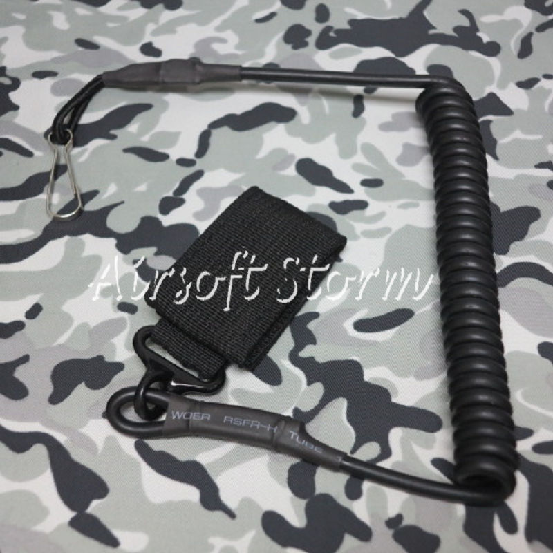 Airsoft SWAT Tactical Gear Pistol Elastic Spring Lanyard Sling Black - Click Image to Close