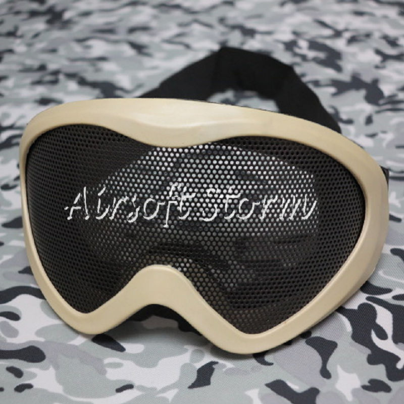 Airsoft SWAT Tactical Gear X400 No Fog Metal Mesh Tactical Goggle Black Desert Tan - Click Image to Close