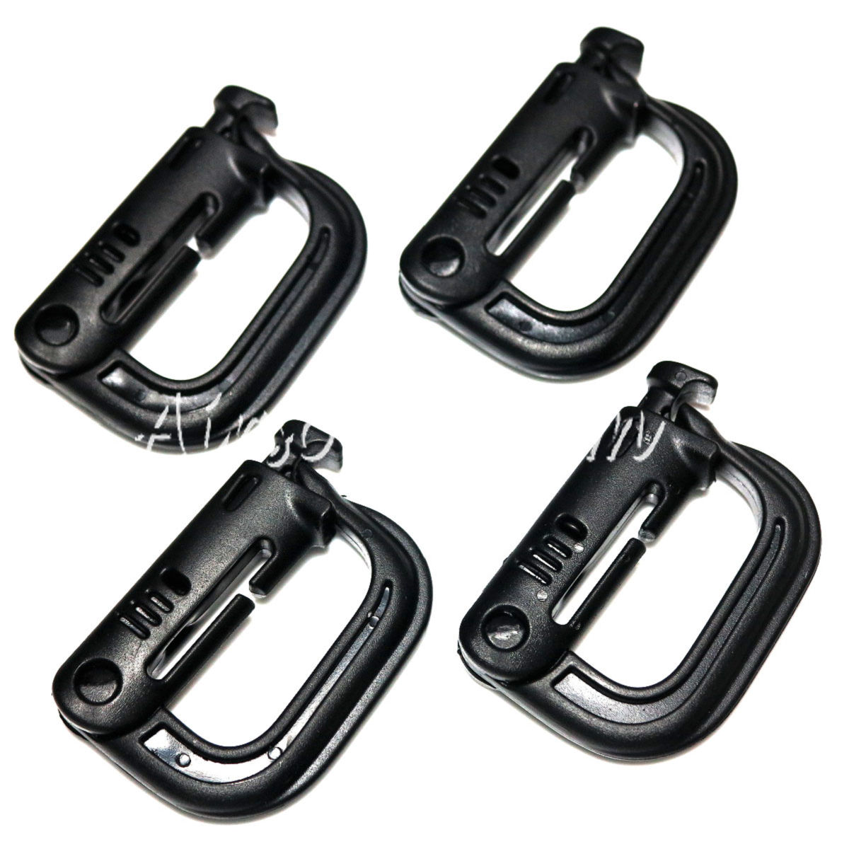 4pcs Pack Grimloc D-Ring Locking Molle Carabiner Black