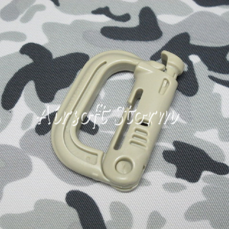 4pcs Pack Grimloc D-Ring Locking Molle Carabiner Light Tan - Click Image to Close