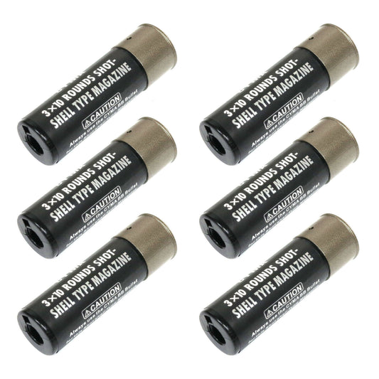 CYMA 6pcs Pack 30rd Shotgun Shell for CYMA, Tokyo Marui, Double Eagle M870 Airsoft Shotgun (Black)